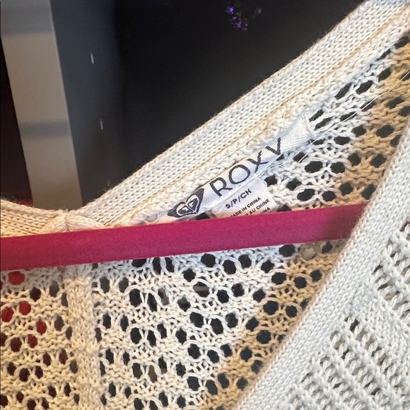 Roxy cream 3/4 dolman sleeve v neck open knit cardigan size S - Picture 2 of 3